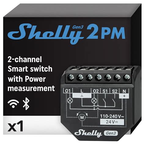 Shelly 2PM Gen3 Smart Roller Shutter Switch, Power Metering, 2 - balustradellc