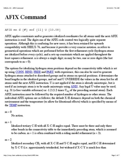 SHELXL-93 - DFIX Command - University of Alberta