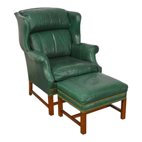 SHERRILL FURNITURE Wing Back Armchair Chair w/ ottoman …