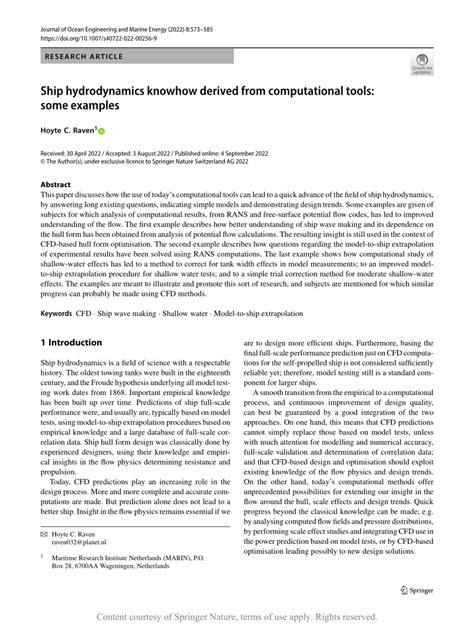 Ship hydrodynamics knowhow derived from computational tools: some ... - wintechmobiles.com