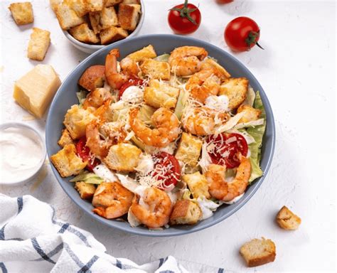 Shrimp Caesar Salad with Garlic Butter Croutons Recipe - - balustradellc