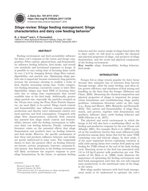 Silage review: Silage feeding management: Silage characteristics and ... - raincitystudios.com