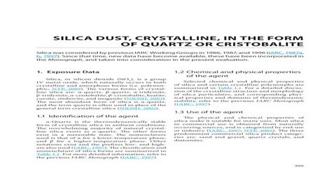 SILICA DUST, CRYSTALLINE, IN THE FORM OF QUARTZ …