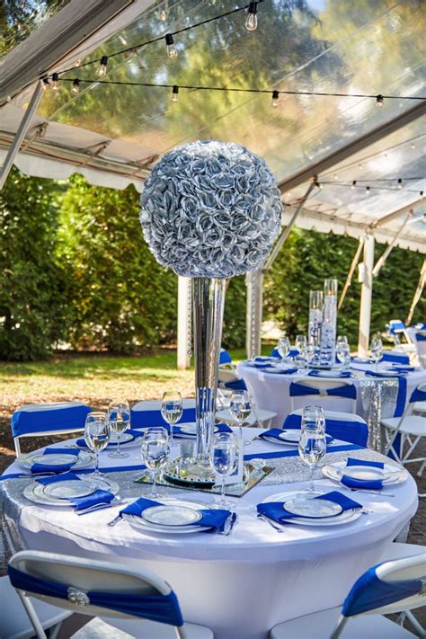 Silver and Blue Table Decor - Etsy - balustradellc