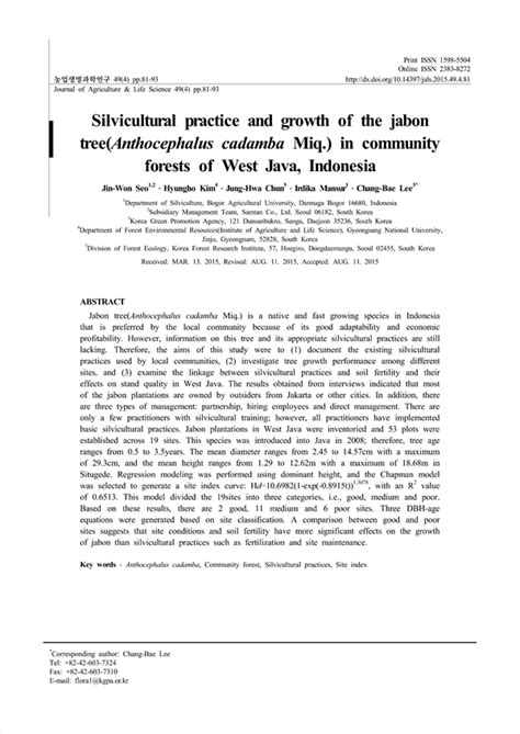 Silvicultural practice and growth of the jabon tree(Anthocephalus ... - raincitystudios.com