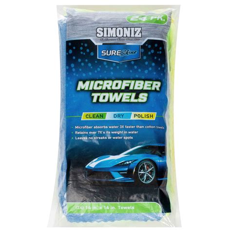 SIMONIZ Microfiber Towels 14"x14", 24 Pack - Walmart.com