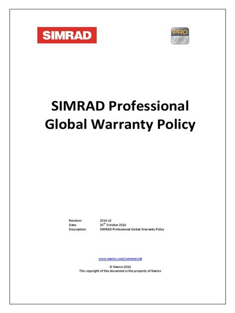 SIMRAD Professional Global Warranty Policy - navico.com