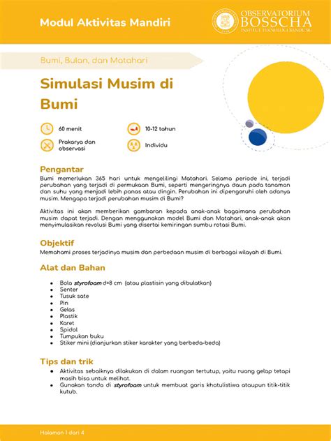 Simulasi Musim di Bumi - Institut Teknologi Bandung - muktibox.com