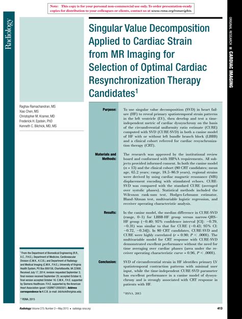 Singular Value Decomposition Applied to Cardiac Strain from ... - ICH … - coolestguyplanet.net