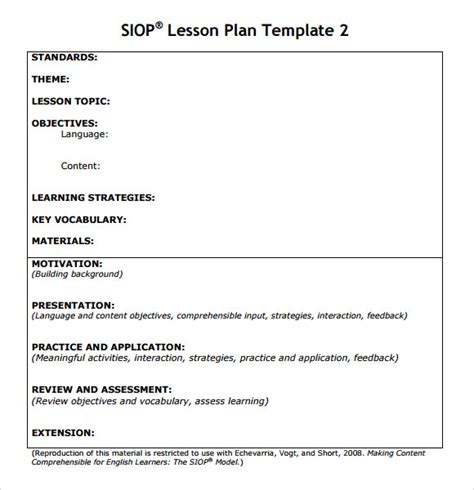 SIOP Lesson Plan Template 1 RPtf7Wvy Lesson plan templates, Lesson