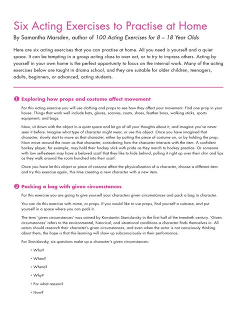 Six Acting Exercises to Practise at Home - Bloomsbury - muktibox.com