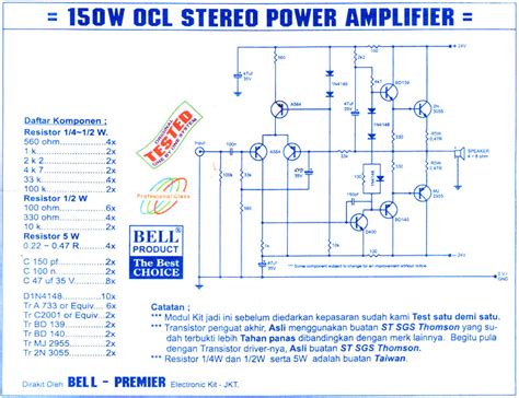 Skema Power Ampli OCL 300 watt dan 150 watt Mono - balustradellc
