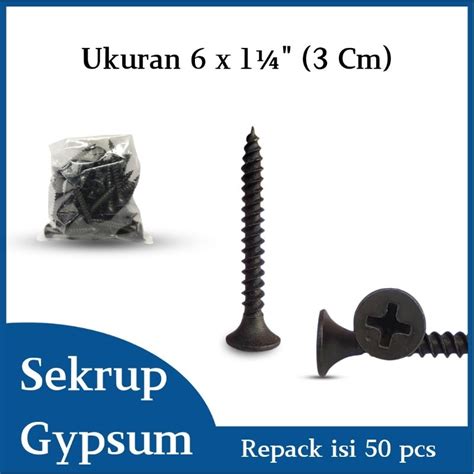 Skrup Gypsum Hitam 1" / 1/4 / 1/2 / 2 " /3 " - 3 (7cm) - balustradellc