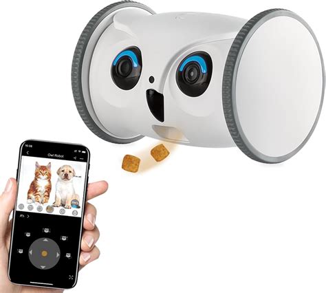 SKYMEE Owl Robot: Movable Full HD Pet Camera with Treat …