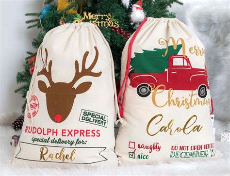 SKYOCEAN Christmas Bag Santa Sacks for Gift Personalized …