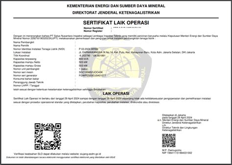 SLO Genset - PT. Cipta Mas Jaya - PJK3 Riksa Uji - balustradellc