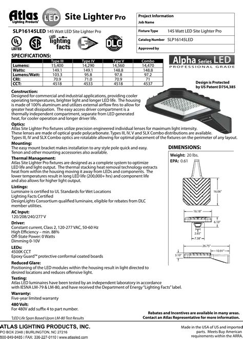 SLP16145LED_cut_sheet SLP16145LED Cut Sheet