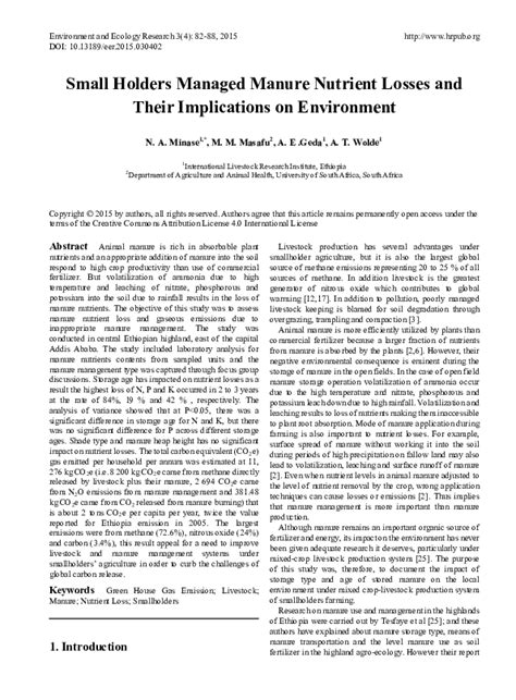 Small Holders Managed Manure Nutrient Losses and Their ... - HRPUB - raincitystudios.com