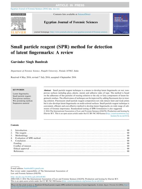 Small particle reagent (SPR) method for detection of latent fingermarks ... - wintechmobiles.com