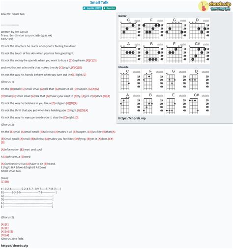 SMALL TALK Chords - Roxette E-Chords