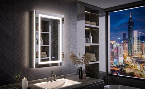 Smart Medicine Cabinet with LED Lights & Defogger Gray Lighted Mirror ... - balustradellc