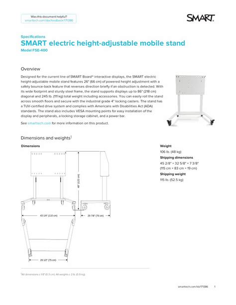 SMART electric height-adjustable mobile stand