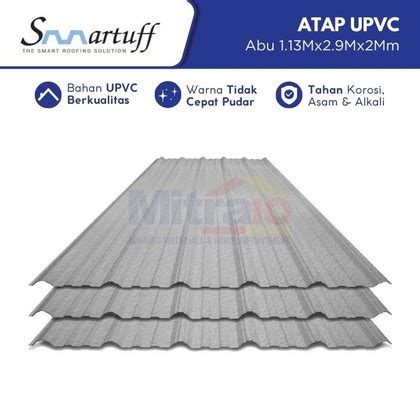 Smartuff Lembaran Atap Asapvc 3 Lapisan 1.13Mx2.9Mx0.2M Abu - balustradellc