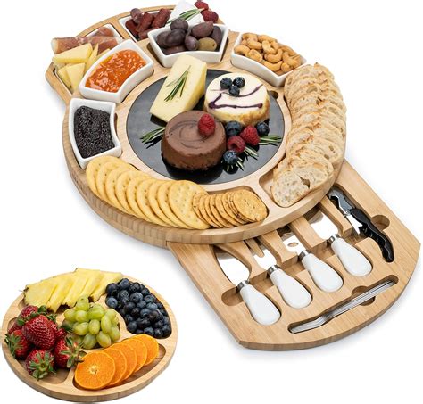 SMIRLY Cheese Board and Knife Set Large Charcuterie Boards Set & Cheese …