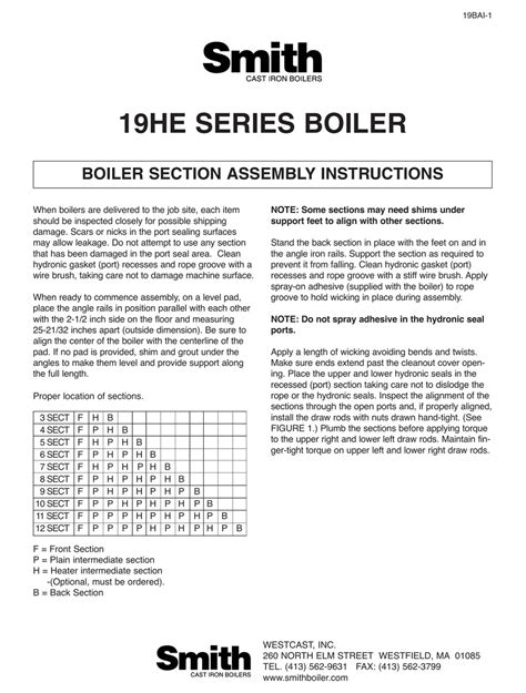 SMITH 19HE SERIES BOILER ASSEMBLY INSTRUCTIONS …