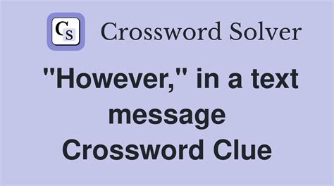 SMS message Crossword Clue Answers