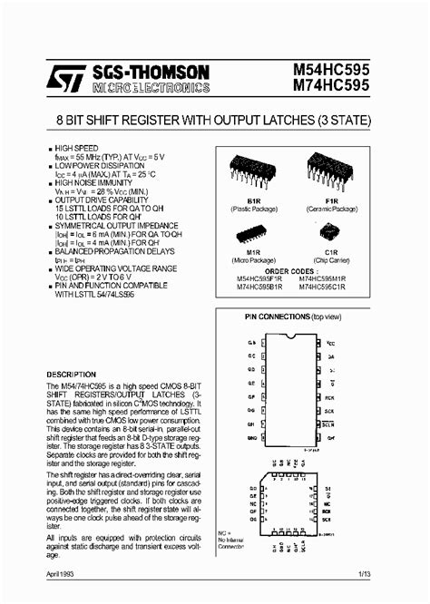 SN74HC595 datasheet & application notes - Datasheet Archive