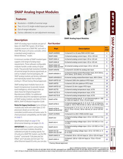 SNAP Analog Input Modules - Farnell