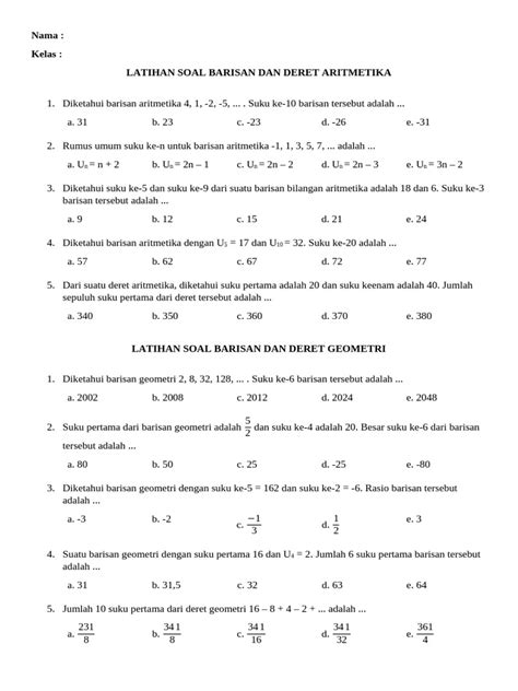Soal Barisan - Deret Geometri Matematika SMA dan … - wintechmobiles.com