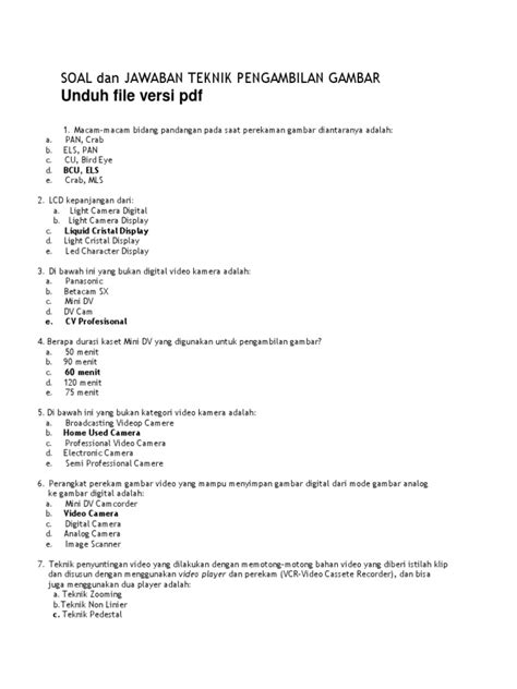 SOAL dan JAWABAN TEKNIK PENGAMBILAN GAMBAR - Belajar … - balustradellc