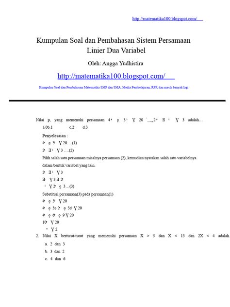Soal dan Pembahasan - Penyelesaian Persamaan Diferensial Linear Orde ... - coolestguyplanet.net