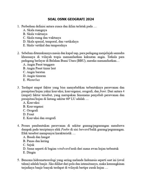 Soal Geografi OSNK 2024 | PDF | Sains & Matematika - wintechmobiles.com