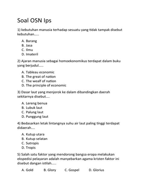 Soal IPS OSN SD Lengkap + Pembahasan Terbaru (PDF) - balustradellc