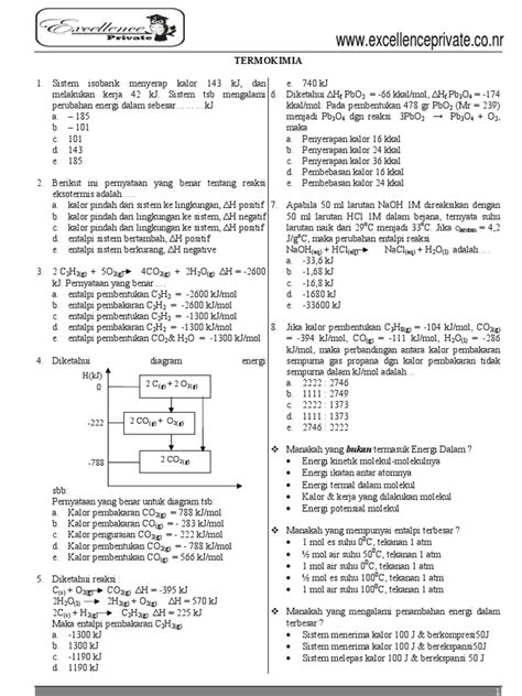 Soal Latihan Termokimia Kelas 12 - Pilihan Ganda dan Esai - wintechmobiles.com