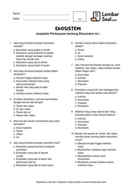 Soal Lingkungan Kelas 5: Ancaman Ekosistem - raincitystudios.com