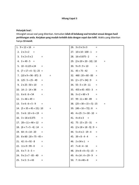 Soal Matematika Hitung Cepat | PDF | Computers - Scribd - wintechmobiles.com