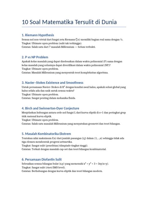 Soal Matematika Tersulit di Dunia - wintechmobiles.com