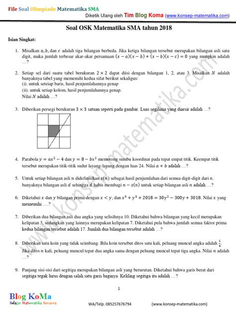 Soal OSK Matermatika SMA 2018 dan Pembahasan - wintechmobiles.com