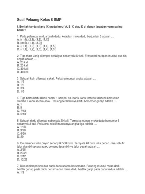Soal Peluang Kelas 8 SMP | PDF - Scribd - wintechmobiles.com