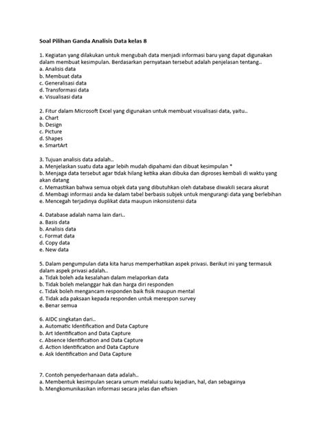Soal Pilihan Ganda Analisis Data | PDF - Scribd - wintechmobiles.com