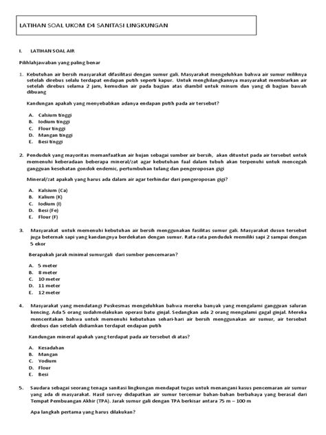 Soal Ukom D4 Sanitasi Lingkungan - wintechmobiles.com