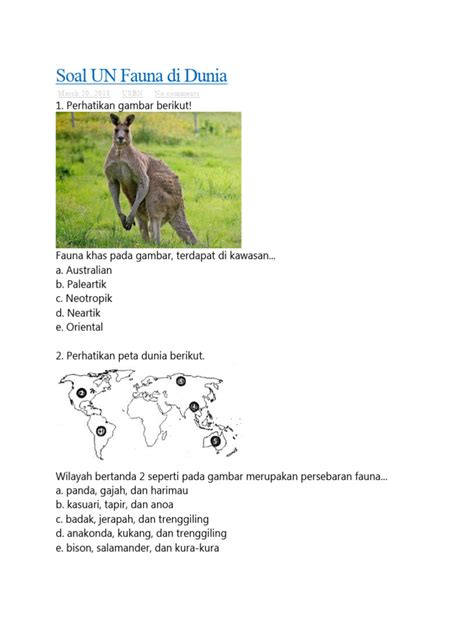 Soal UN Fauna di Dunia - GEOGRAPIK - wintechmobiles.com