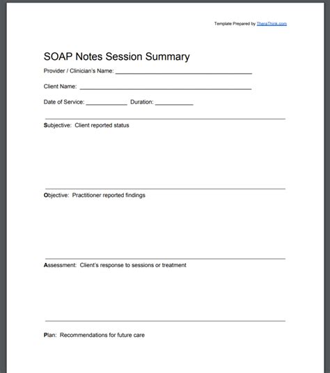 SOAP Notes PDF Template and Guide for Mental Health Providers