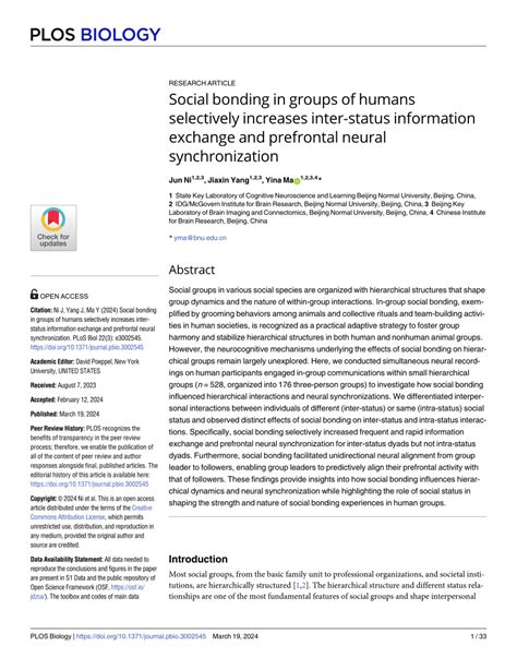 Social bonding in groups of humans selectively … - balustradellc