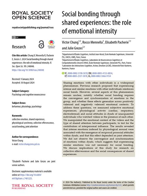 Social bonding through shared experiences: the role of … - balustradellc