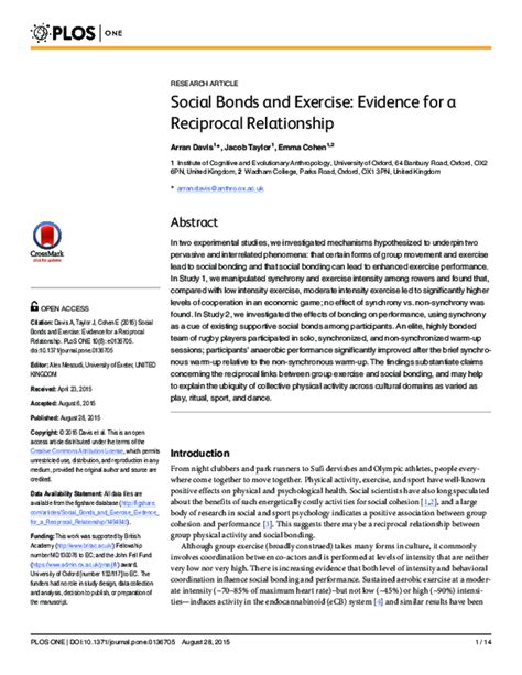 Social Bonds and Exercise: Evidence for a Reciprocal … - balustradellc
